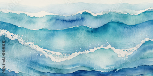 Blue ocean wave background. Blue and white water ocean background.

