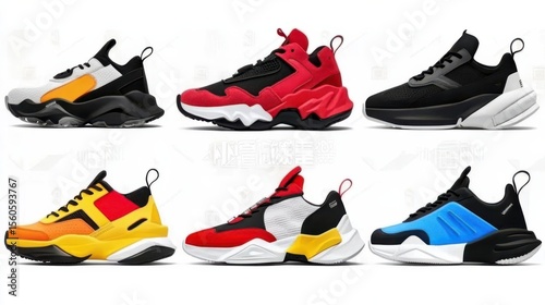 Illustration of cartoon shoes and other colorful sneaker types