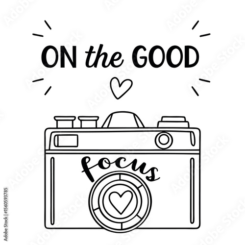 On the good focus with a heart in the camera lens