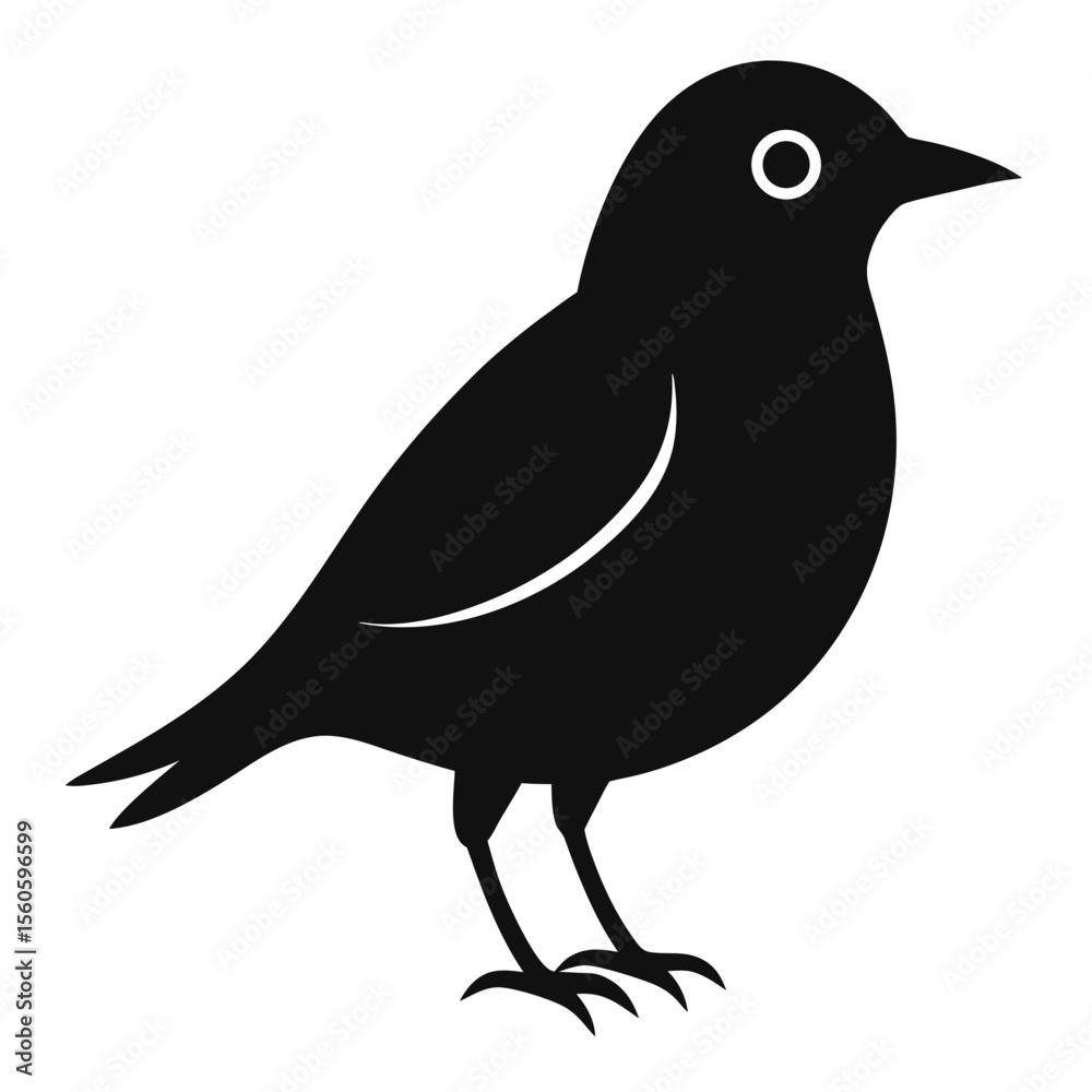 Fototapeta premium Elegant Bird Silhouette Icon in Black and White