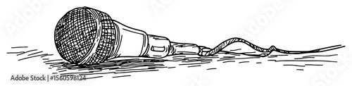 microphone lying on the floor hand drawn sketch vector