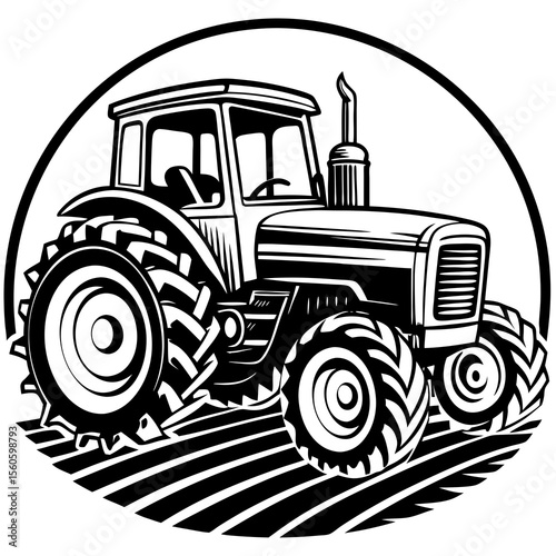 tractor on white
