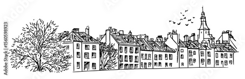 old town street with row houses