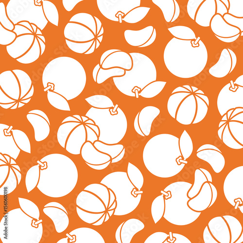 Mandarin background pattern set. Collection icon mandarin. Vector
