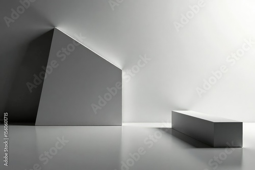 Subtle grayscale interlocking geometric forms creating a minimalist design , lines, illustration