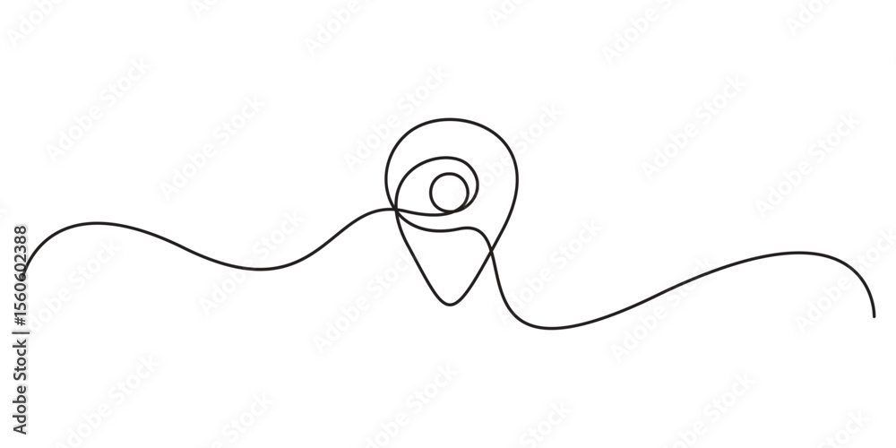 Fototapeta premium Continuous one line drawing of location pin. Continuous single line drawing of Home location map isolated on white background. Vector illustration