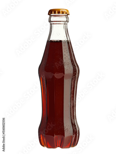 Cola in a Retro Glass Bottle - A high-resolution image of classic cola in a vintage bottle on transparent background

