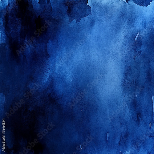 Abstract watercolor background in shades of blue showing fluid paint texture and artistic depth