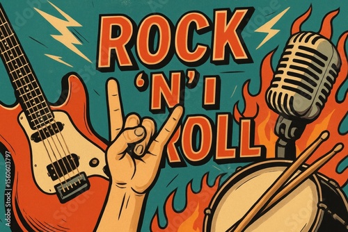 Vintage rock music illustration.