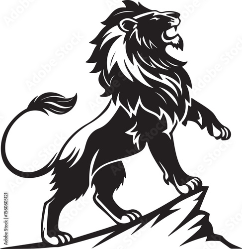 Vector silhouette of a lion standing against a white background