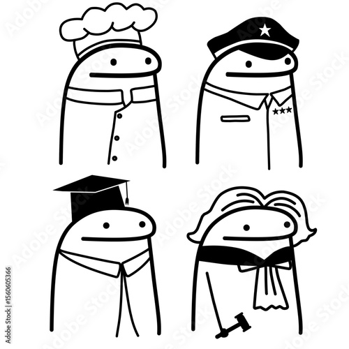 cute vector cartoon character illustration abstract black line suitable for stickers, covers, memes