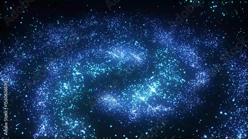 Abstract Blue Moving Particle Galaxy Animation