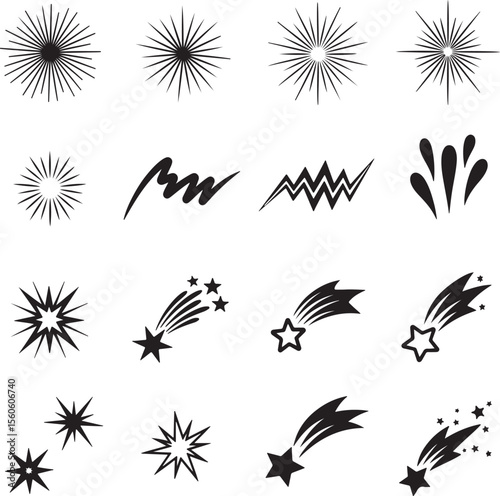 Explosions bursts stars streaks splashes zigzags starburst