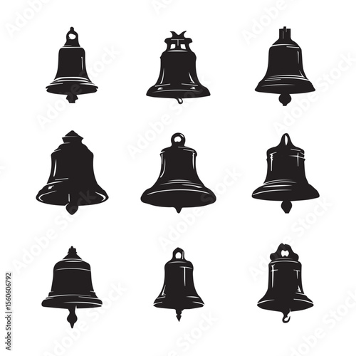 bell silhouette set, Black & White silhouette set 
