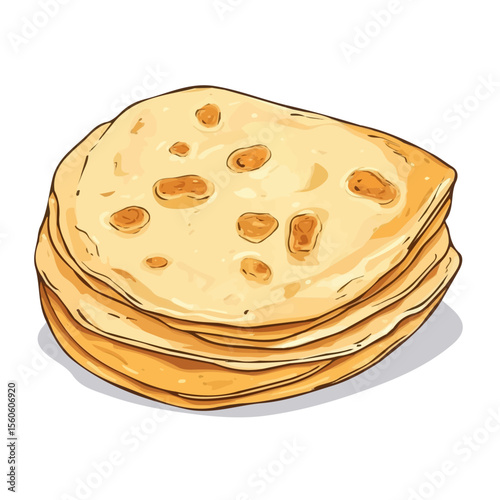 Roti, 2D isometric flat cartoon vector illustration isolated on white background.