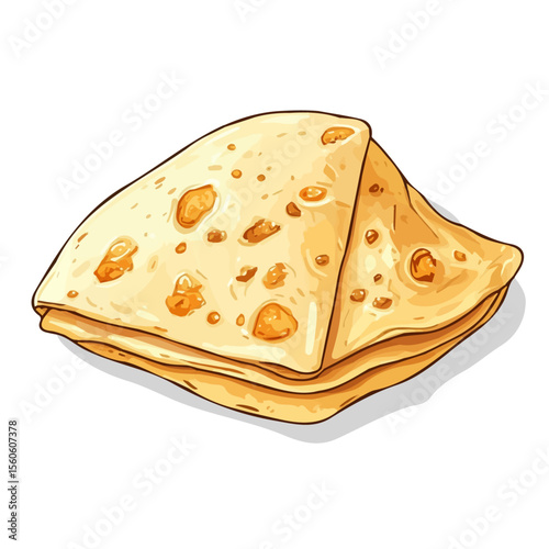 Roti, 2D isometric flat cartoon vector illustration isolated on white background.