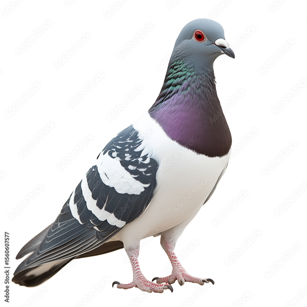 Fototapeta premium Pigeon Standing - Urban Bird Isolated on Transparent Background