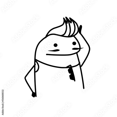 cute vector cartoon character illustration abstract black line suitable for stickers, covers, memes