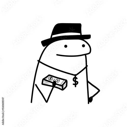 cute vector cartoon character illustration abstract black line suitable for stickers, covers, memes