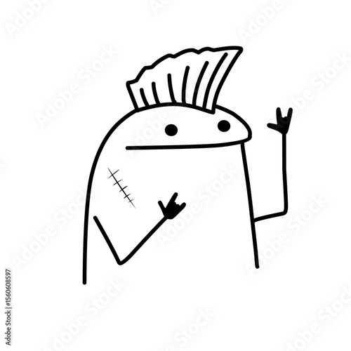 cute vector cartoon character illustration abstract black line suitable for stickers, covers, memes