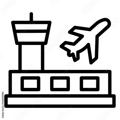 Airport Terminal Vector Line Icon Design