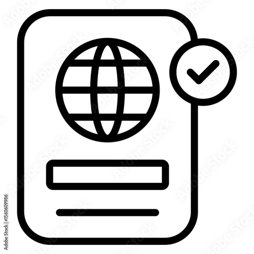 Passport Control Vector Line Icon Design