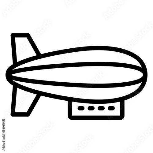 Blimp (Airship) Vector Line Icon Design