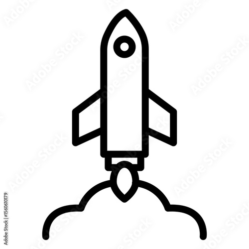 Rocket Launch Vector Line Icon Design