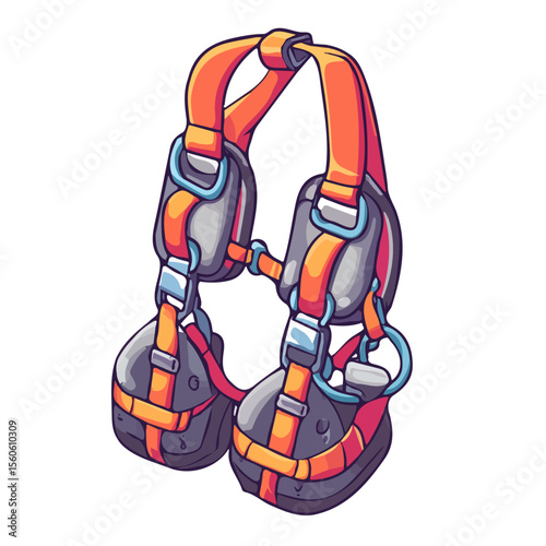 Rock Climbing Harness, cartoon vector illustration, flat 2D isometric style, white background.