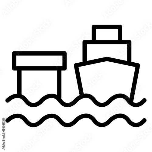 Dockyard Vector Line Icon Design