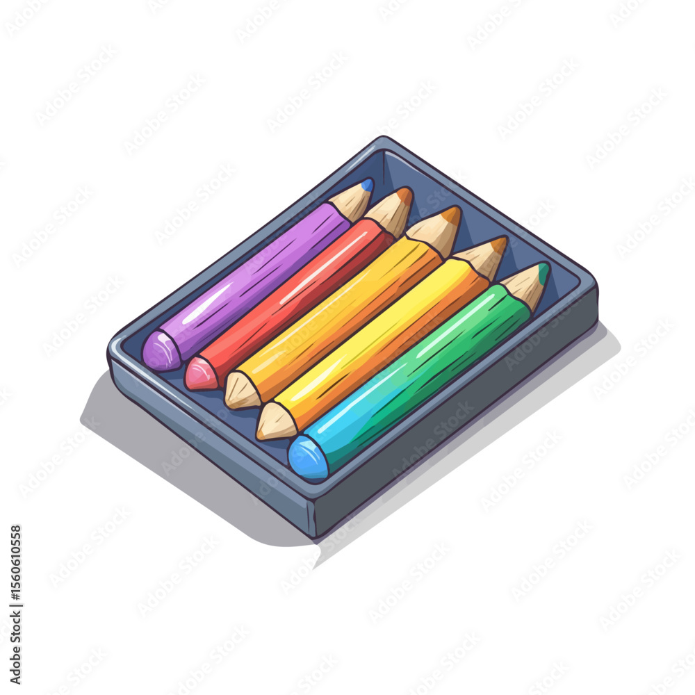 School Chalk Holder, flat 2D isometric cartoon vector image isolated on white background.