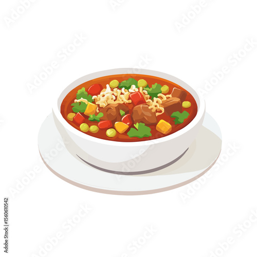 Ropa Vieja, vector graphic, 2D flat isometric cartoon illustration on white background.
