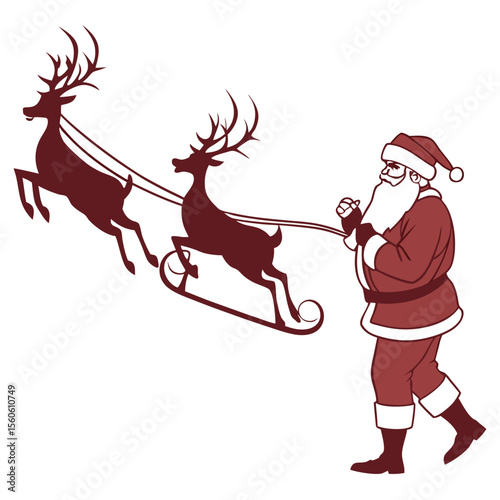 Santa Claus and his Reindeer A Festive Christmas Illustration
