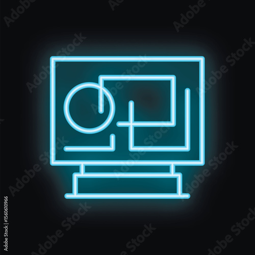 Neon blue planning strategy business icon vector illustration background