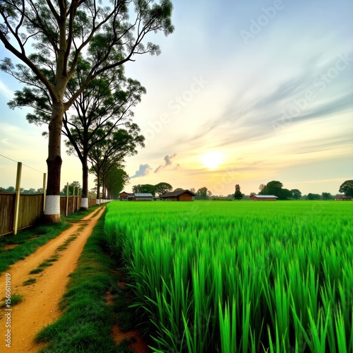 sunshet in green line