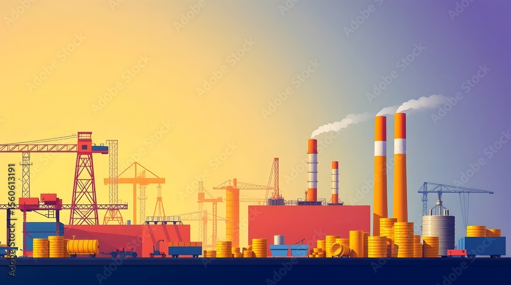 Obraz premium illustration of industrial building and money