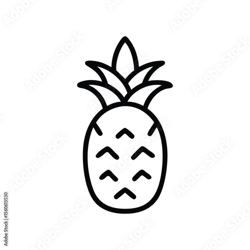 Simple outline pineapple icon in silhouette vector style.