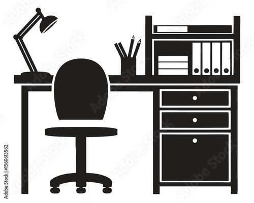 Vector set of home and office furniture icons including chairs, sofas, tables, and lamps, perfect for interior design illustrations
