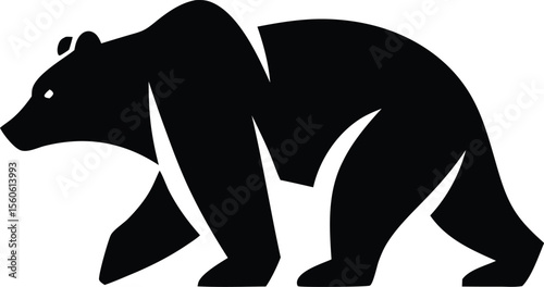 Grizzly bear logo silhouette with geometric body and bold stance for wilderness branding