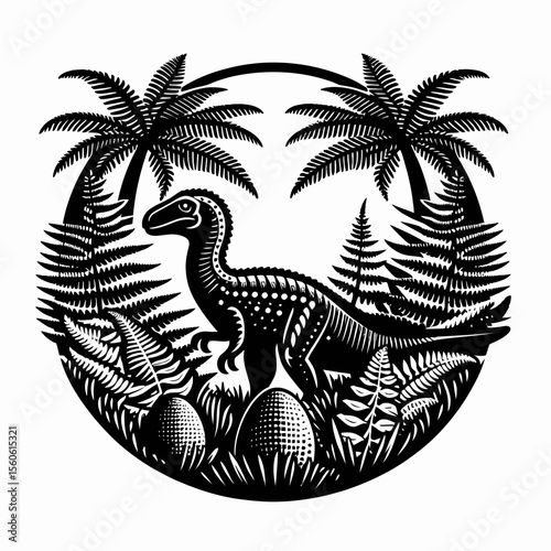 Kentrosaurus Walking Among Prehistoric Ferns