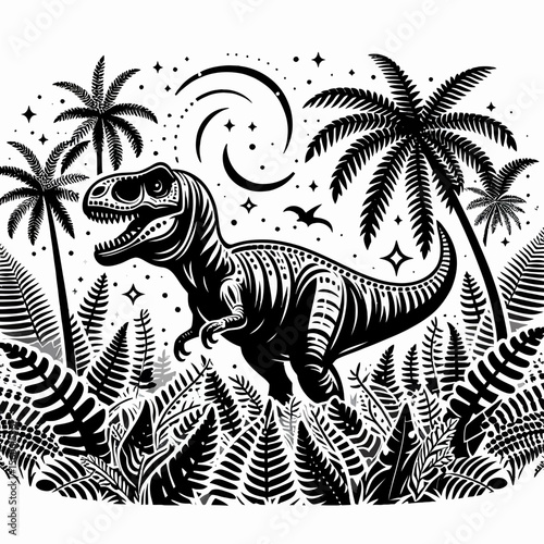 Kentrosaurus Walking Among Prehistoric Ferns