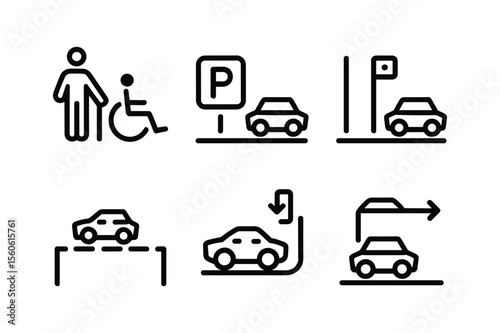 Accessible parking and car movement icons accessibility disabled