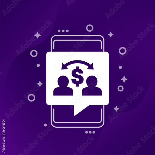 payment icon with people, vector design with a phone