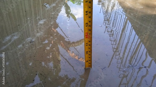 Measuring the water level in the channel using a measuring stick