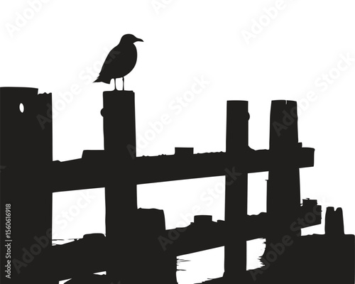 Silhouetted city skyline with towering buildings and a soaring bird vector illustration