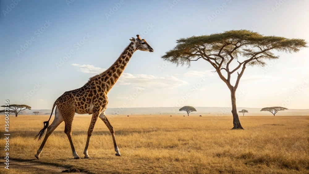 Fototapeta premium Giraffe, sharp and realistic, Photo, Natural light.