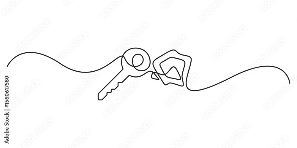 Obraz premium Continuous one line drawing vector illustration of key