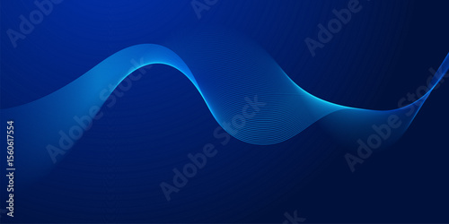 Abstract blue flowing lines banner