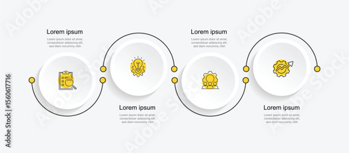 Infographic template vector 4 step concept. Business information graphic with circle journey and lines connection.
