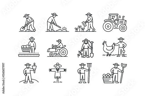 Farmers working with tools and equipment farming agriculture